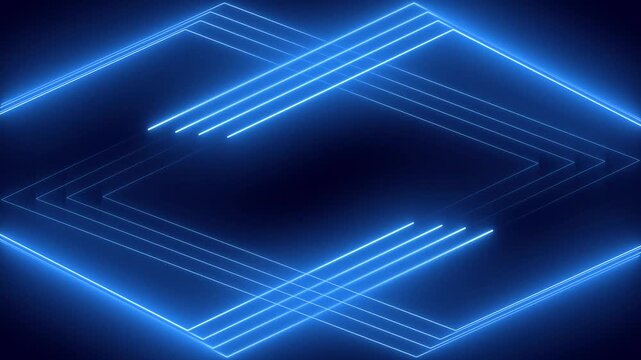 Abstract geometric blue light lines forming futuristic digital grid animation, Glowing linear patterns creating modern technology motion background, High tech abstract animation for data interface .