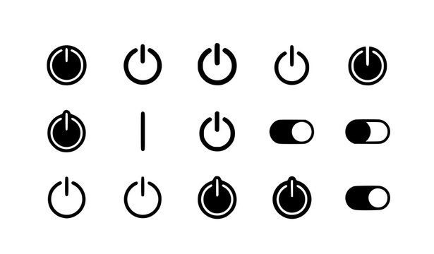 Power switch icon set electric on off button symbols minimalist vector collection