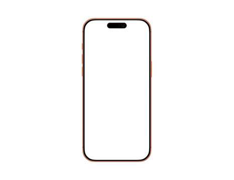Smartphone device frame with blank screen on white background for mockup