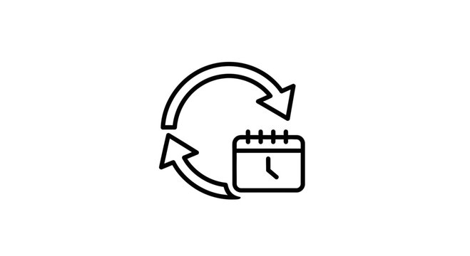 Circular arrows around calendar icon with clock, representing time management and scheduling