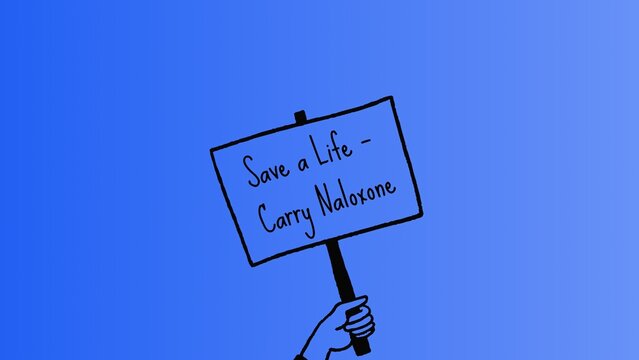 Public health awareness image encouraging people to carry naloxone to help prevent deaths from opioid overdose.