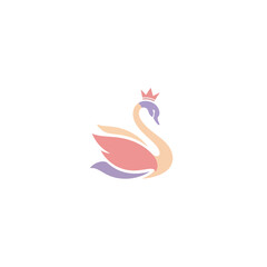 Fototapeta premium Elegant Swan Logo with Crown, Pastel Colors, Vector Icon, Minimalist Design