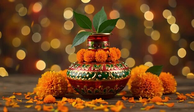 Navratri Kalash Sthapana: 3D Realistic Ram Navami Puja Decorated Kalash Pot