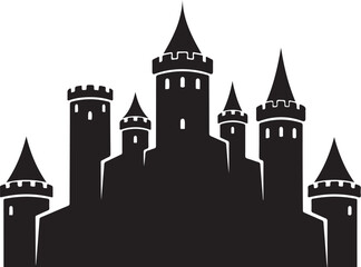 Obraz premium Black silhouette castle vector illustration