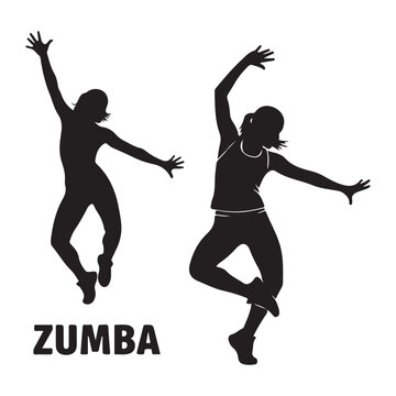 Zumba fitness dance female silhouette vector illustration