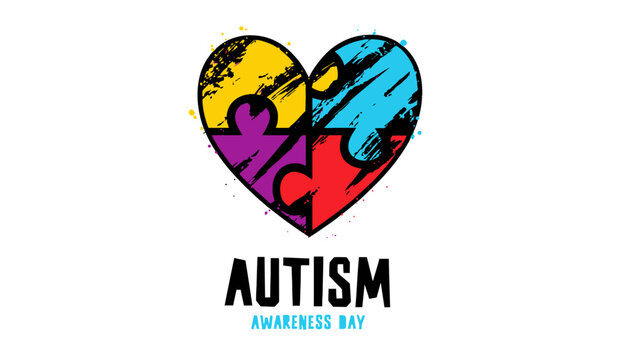 Colorful autism awareness heart symbol with puzzle pieces for support and inclusion