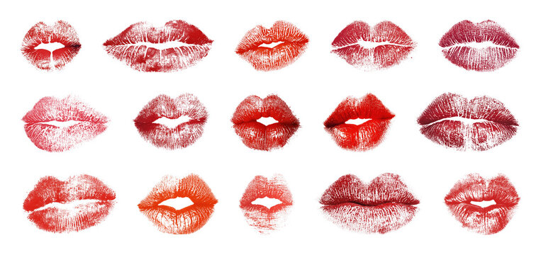 PNG Vibrant lipstick kiss marks collection, transparent background