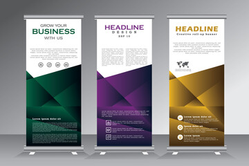 Corporate roll up banner design template for your business, Roll up banner design, vector eps 10.