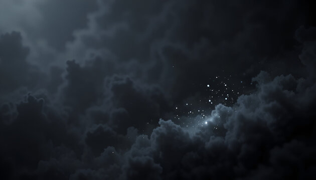 Ethereal Dark Storm Clouds With Sparking Shimmering Star Field Phenomenon Deep In The Misty Void
