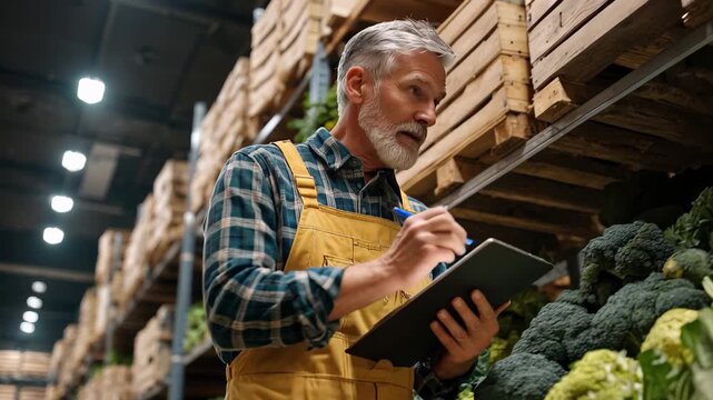 Farmer utilizes digital platform for effective inventory management in a modern storage facility