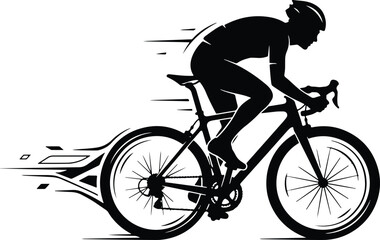 Fototapeta premium Bicycle And Rider Silhouette Minimalist Vector Illustration 