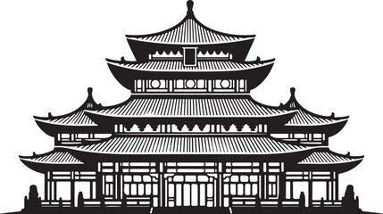 Fototapeta premium Traditional Chinese pagoda building architecture design element isolated on white