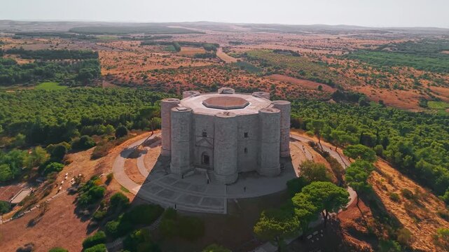 Aerial View of Castel del Monte Medieval Castle in Italy