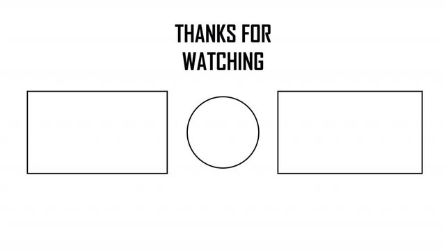 Youtube end screen animation, "Thanks for Watching" suitable for channel promotion, minimalist, gaming, , aesthetic, on a black background.