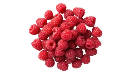 Isolated pile of fresh ripe red raspberries, healthy organic sweet summer fruit snack © Rowan