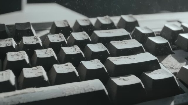 Dust Falling On A Computer Keyboard Macro Shot