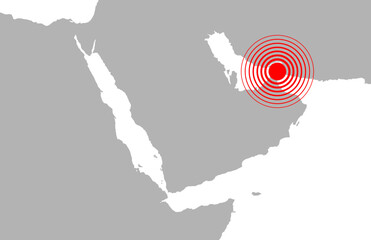 Fototapeta na wymiar Vector map illustration of Suez Canal, Sinai Peninsula, Red Sea and Arab Peninsula with red target sign at Strait of Hormuz