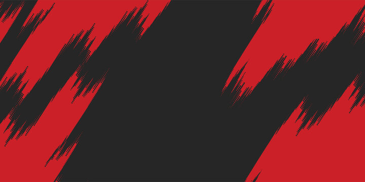 Dynamic black and red grunge halftone abstract background with diagonal brush stroke texture, modern edgy design suitable for sports posters, gaming banners, racing themes, digital ads, n high-energy.