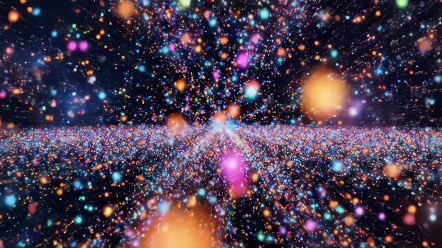Colorful Swirling Nebula And Cosmic Dust Particles Flying Through Spac