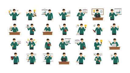 Fototapeta premium Business Process Icon Set: A comprehensive collection of business process icons, ideal for use in presentations, infographics, and other design projects.