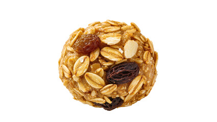 Obraz premium Isolated delicious homemade healthy granola energy ball with oats and dried fruit