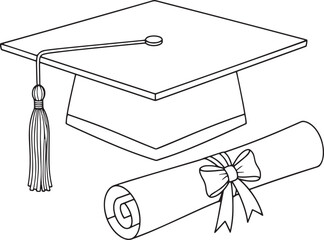 Fototapeta premium Vector illustration of graduation cap and diploma