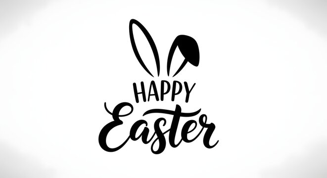A happy easter message with a bunny silhouette