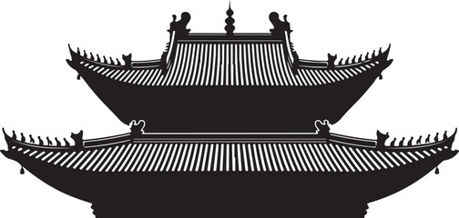 Traditional Asian temple pagoda roof architecture silhouette design element © Md. Habibur