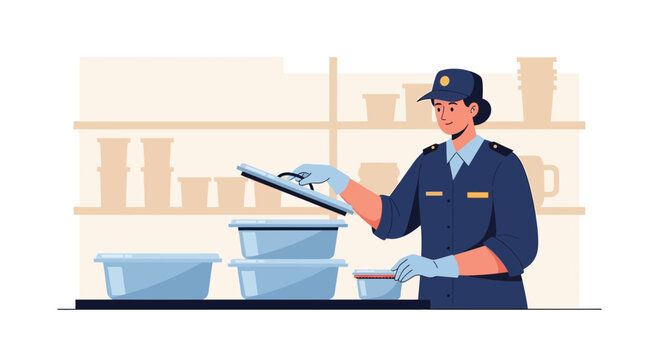 Customs officer inspects cargo containers, ensuring security and compliance at the border.
