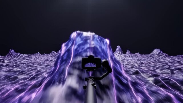 Gimbal Stabilized Camera Records Futuristic Soundwave Landscape
