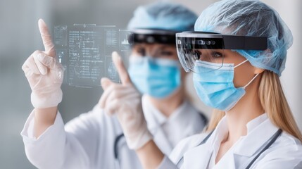 Healthcare innovation medical professionals using augmented reality in a clinical setting