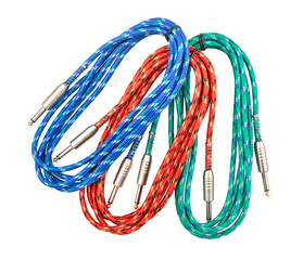 instrumental audio cables path isolated on white