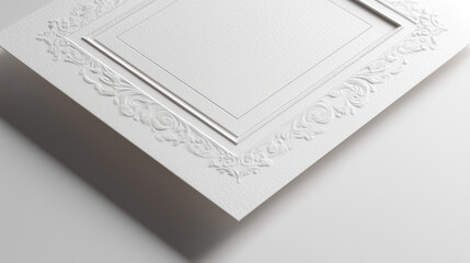 premium minimal greeting card with refined paper craft structure and white gold accents, luxury 3d layered papercut invitation background for wedding and corporate events, elegant sophisticated clean 
