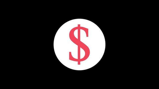 dolar logo icon loopout animation on a black background,with 4k animation.