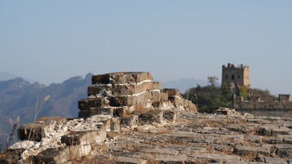 The great wall view located in the Jinshan hills near the Peking in China
