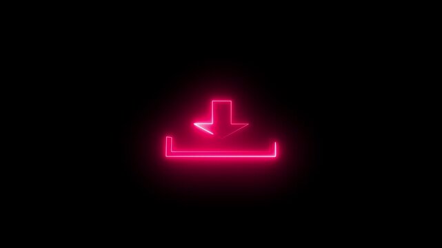 Pink Neon Download Sign Animation with Glowing Effect
