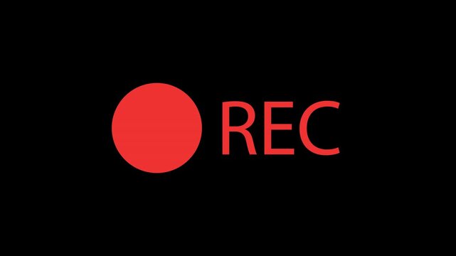 flashing record rec light from a VCR, camcorder or video phone or camera device display isolated on a transparent background with invisible background that can be rescaled & repositioned