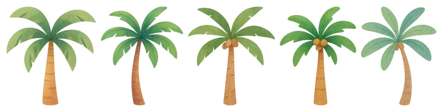 PNG Tropical palm trees illustration on transparent background