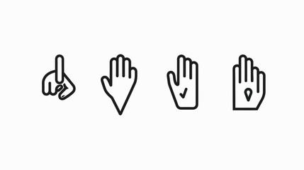 Obraz premium Illustration of four hands in different gestures with minimalist style, black lines on white