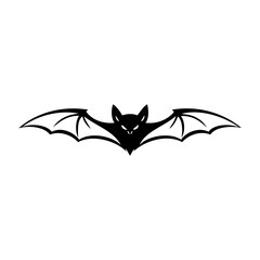 Logo con murciélago volando. Silueta de vampiro para su uso en tarjetas y felicitaciones de Halloween © teracreonte