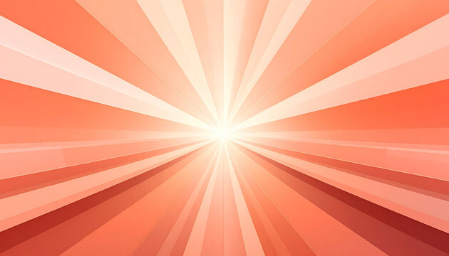 Abstract peach sunburst background with radial rays and soft gradient light creating modern retro design with copy space.