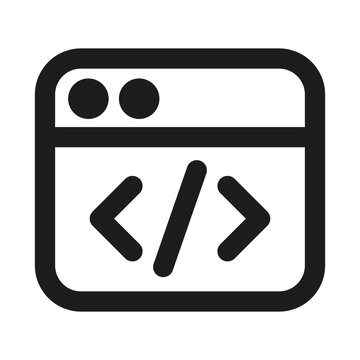 Coding Window Line Icon. Professional minimalist symbol designed as a premium vector line icon for web development, programming, and software design
