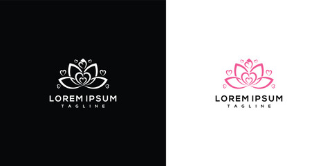 Elegant Lotus Flower Logo Design Template for Yoga Spa Wellness Beauty Brands.