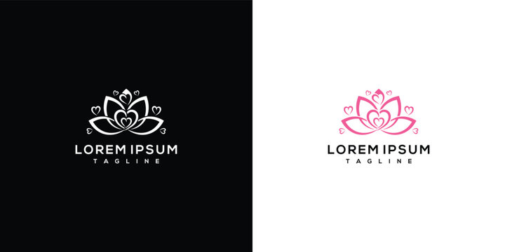Elegant Lotus Flower Logo Design Template for Yoga Spa Wellness Beauty Brands.