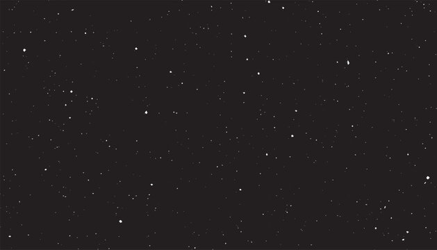 Realistic night sky filled with countless sharp pinprick stars vector background. Random distribution of tiny pure white dots against a solid black. 