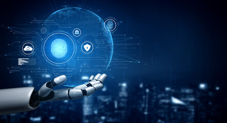 Obraz premium AI enhances biometric identity authentication with fingerprint and facial recognition to ensure secure access, protect sensitive cloud data, and streamline user verification Vouch