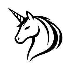 Logotipo unicornio. Dibujo con líneas de la cabeza de un unicornio  © teracreonte