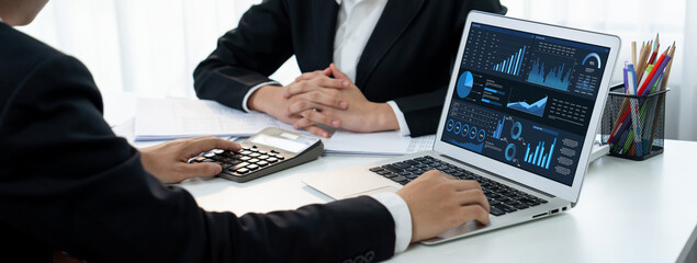 Business data dashboard provide business intelligence analytic for marketing strategy planning brisk with big data set to analyze customer demands and foreseeing business future © InfiniteFlow