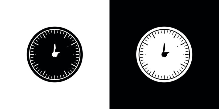Black and white clock faces with white and black backgrounds