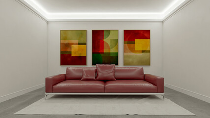 Fototapeta premium Large luxury modern bright interiors Living room mockup illustration 3D rendering Generated Color Image